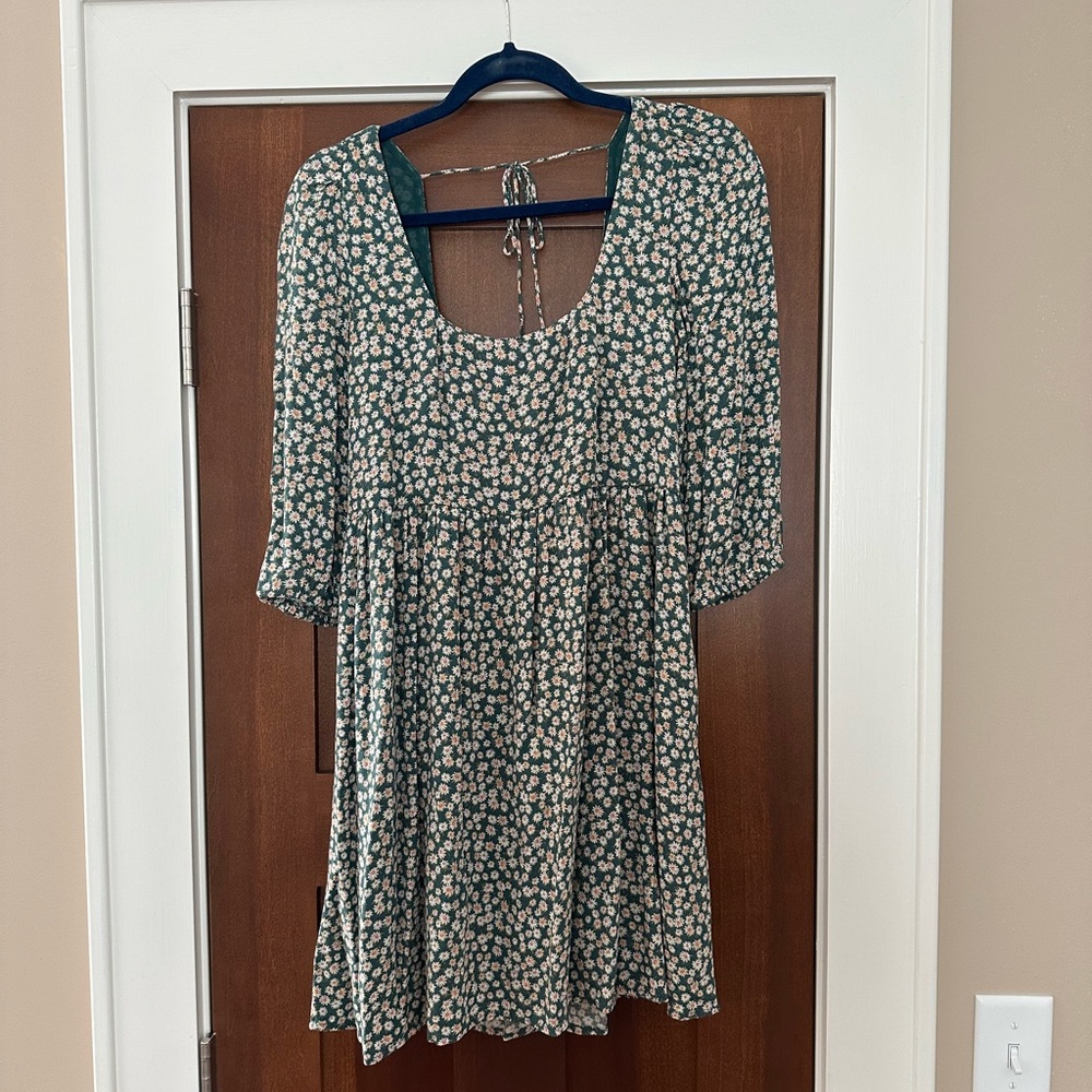 Floral Green Women's mini Dress Babydoll style